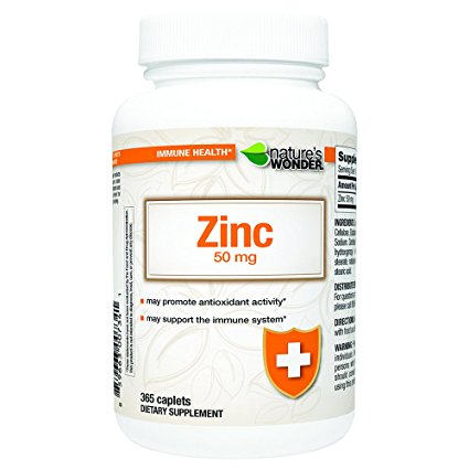 Nature's Wonder Zinc 50mg Tablets 365 Count