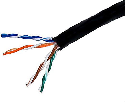 Monoprice 1000FT 24AWG Cat5e 350MHz UTP Solid, Riser Rated (CMR), Bulk Ethernet Bare Copper Cable - Black