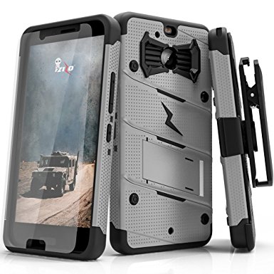 HTC Bolt Case, Zizo [Bolt Series] with FREE [HTC Bolt Screen Protector] Kickstand [Military Grade Drop Tested] Holster Belt Clip - Case for HTC Bolt