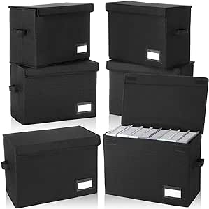 Chuangdi 6 Pcs Comic Book Storage Boxes, Collapsible Comic Short Box Case with Lid, 15.8 x 7.9 x 11.4 Inch Comic Book Bin Container Holds 150 Comics(Black)