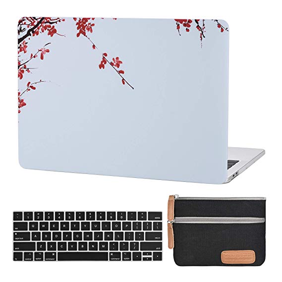 MacBook Pro 13 Case Laptop Plastic Hard Case Cover Protective Case MacBook Pro 13 Inch A2159 A1706 A1708 A1989 Keyboard Cover Travelling Electronics Accessories Organizer Small Bag -Flower Grey