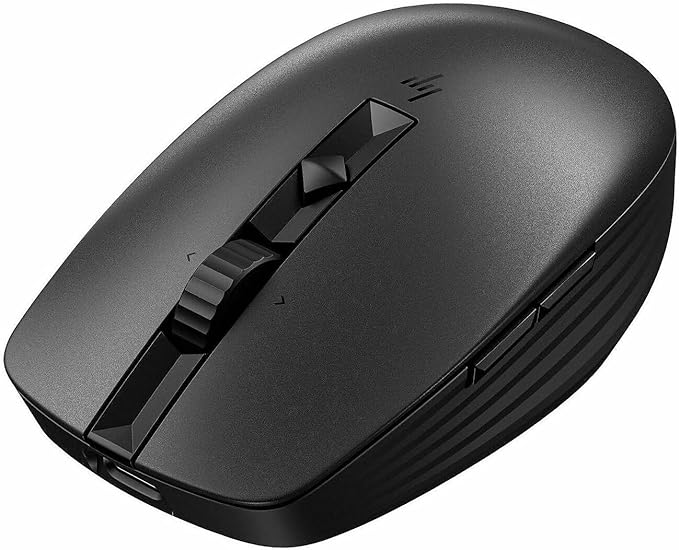 HP 710 Rechargeable Silent Mouse - for Computer or Laptop, Type USB-C Batteries - Multi-OS/Device Compatible - Bluetooth or 2.4 GHZ Dongle - 6 Programmable Buttons - Ambidextrous (6E6F2AA#ABL, Black)