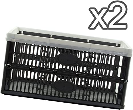 Fold Flat Crate - 32 Litre Folding Storage Box (Pack of 2)