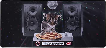 Extended Gaming Mouse Pad - DJ Pizza Cat Theme - XXL Extra Large Desk Pad Mouse Pad - Precision Mousing and Water Resistant Surface, 34.5 x 15.75 x 0.12 Inches