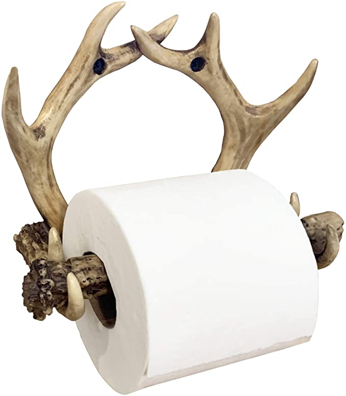 Rustic Deer Antler Wall Mounted Toilet Paper Holder - Bathroom Decor