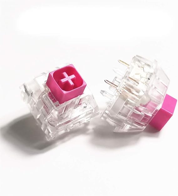 YMDK Wholesales Kailh Crystal Box Royal Navy Jade Pink Heavy Box 5 pin Switches IP56 Water-Proof Compatible Cherry MX Switches (65 pcs, Crystal Pink)