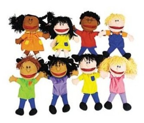 Fun Express - Plush Happy Kids Hand Puppets Multi-Ethnic Collection (1-Pack of 8)