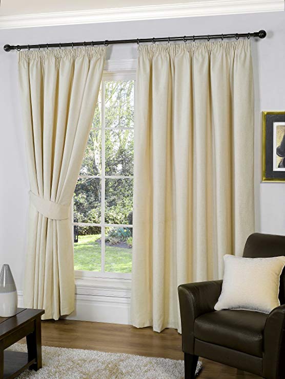 Hamilton McBride Wexford Natural Fully Lined Readymade Curtain Pair 138x108in(350x274cm)
