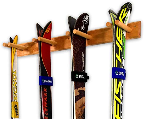 Timber Ski Wall Rack - 4 Pairs of Skis Storage - Wood Home & Garage Mount System