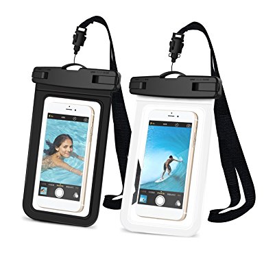 FYLINA 2 Pack Universal Waterproof Case Cellphone Dry Bag Pouch with Neck Strap Lanyard for iPhone 7 7 Plus 6 6s Plus SE 5s Samsung Galaxy S6 S7 edge S8 S8 Plus and Others