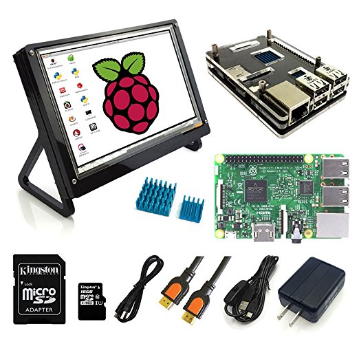 Eleduino Raspberry Pi 3 Super Integrated Computer Kit New Raspberry Pi 3 /7.0 IPS LCD（1024*600）/16GB SD Card / Case /Power Supply with On/Off Switch Cable Many more