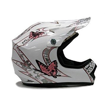 TMS Youth Kids Pink Butterfly Dirtbike Atv Motocross Helmet Mx (Large)