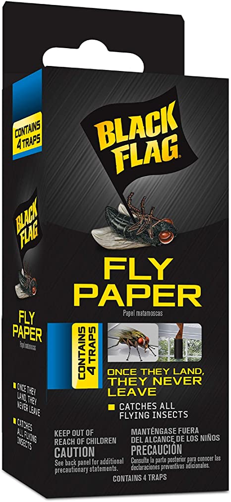 Black Flag HG-11016 Fly Paper, Insect Trap, Ready-to-Use, 4-Count, 24