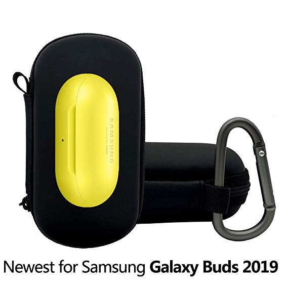 Portable Carrying case for Samsung Galaxy Buds 2019, Full Body Protection case with Anti-Lost & Shockproof, Newest Design for Galaxy Buds 2019 [Phone & Earphone NOT Included] (Black Carabiner)