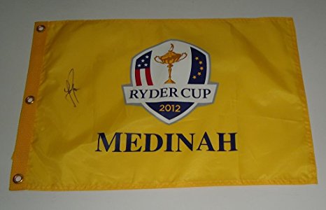 Justin Rose signed 2012 Ryder Cup golf pin flag - Medinah* Team Europe Comes with a Certificate of Authenticity * Autographed Golf Flags