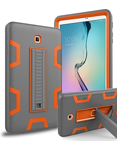 Galaxy Tab A 8.0 Case,TOPSKY[Kickstand Feature]Three Layer Hybrid Heavy Duty Full-Body Shockproof Anti-Slip Protective Case for Samsung Galaxy Tab A 8.0 inch Tablet(SM-T350),Grey/Orange