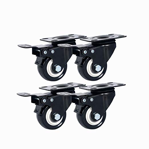Copsrew 2" Swivel Rubber Caster wheels with Top Plate & Bearing Heavy Duty 600lb Load Capacity Pack of 4