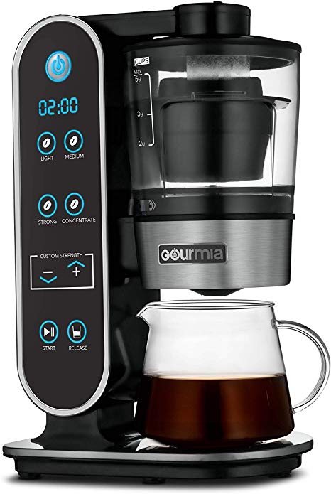 Gourmia GCM7800 Brewdini™ 5-Cup Cold Brew Coffee Maker - Vacuum Technology for 2 Minute Cold Brew - 4 Strength Options