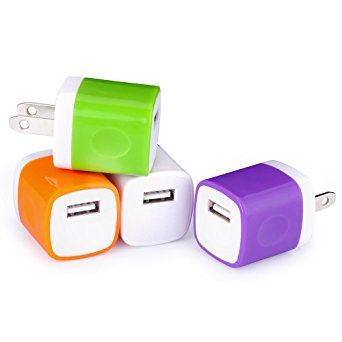 Wall Charger, HUHUTA 4 Pack Universal Charger Home Travel Fast Charger Power Adapter for iPhone 7 7s 6s Plus, iPad, Samsung Galaxy S7 S6, Motorola, LG G4 G3 and More Devices.
