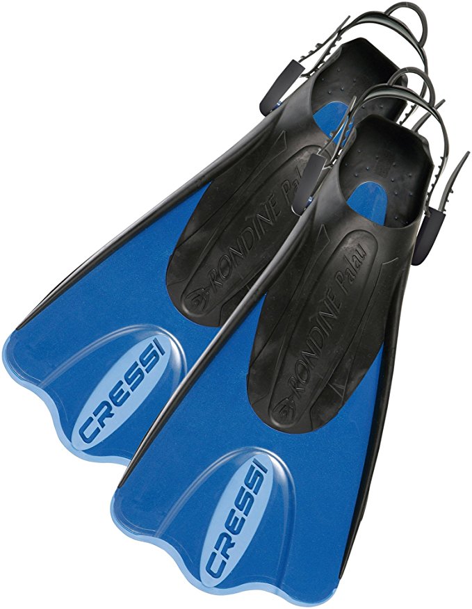 Short Adjustable Fins - Snorkeling Versatile Open Heel to use also Barefoot - PALAU SAF made in Italy by Cressi quality since 1946