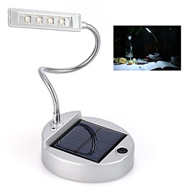 Anpress® Flexible Gooseneck Style 4-LED Mini Solar Table Lamp / PC USB Charger LED Portable Lamp / Solar Bulbs Light / Solar Indoor Reading lighting (White)