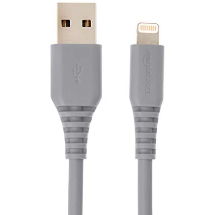 AmazonBasics Lightning to USB A Cable, MFi Certified - 4-Inch (10-Centimeter), Gray