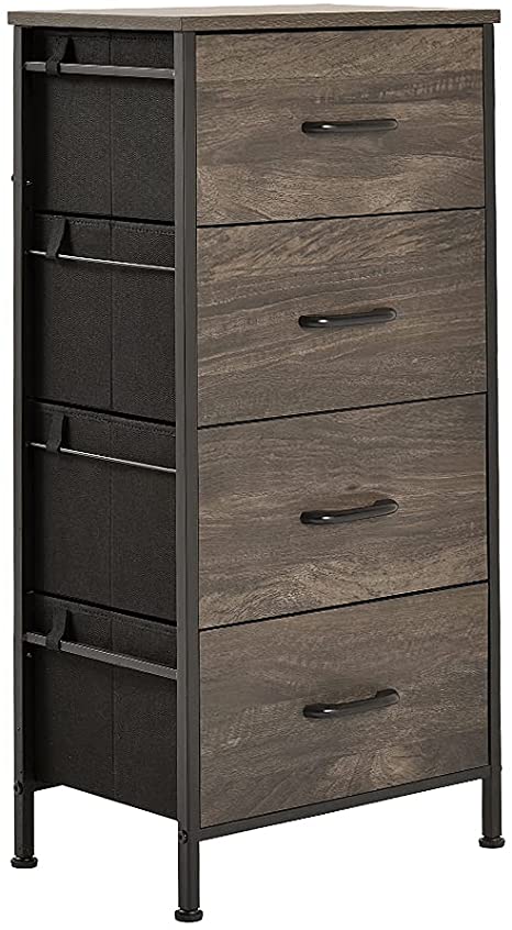 YANXUAN Storage Dresser with 4 Drawers, Wide Chest of Drawers with Wood Top and Front, Sturdy Metal Frame, Storage Dresser for Bedroom, Closets, Hallway, Entryway, Black Walnut