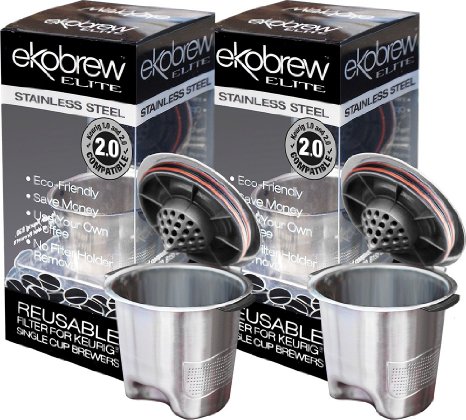 Ekobrew Stainless Steel Refillable K-cup for Keurig 20 and 10 Brewers 2- Count