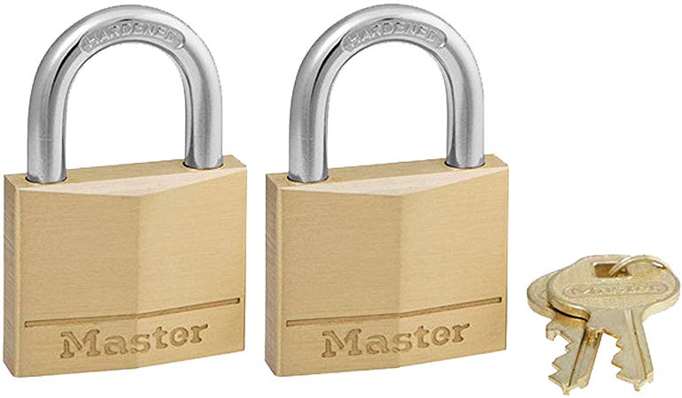 Master Lock 140D Solid Brass Keyed Different Padlock, 2 Pack