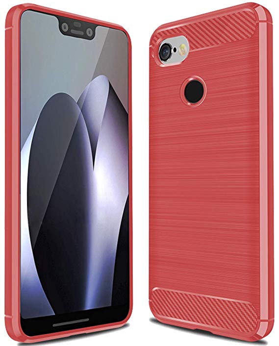 Google Pixel 3 XL Case,Pixel 3 XL Case, Sucnakp TPU Shock Absorption Technology Raised Bezels Protective Case Cover for Google Pixel 3-XL Case (TPU Red)