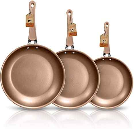 NutriChef 3 Pcs. Non-Stick Fry Pan Set Basic Kitchen Cookware, PFOA/PFOS Free, Compatible with Models: NCCW14S and NCCW20S-NutriChef NCW14FP3S