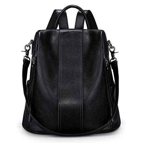 S-ZONE Soft Leather Backpack for Women Anti-theft Rucksack Ladies Waterproof Casual Daypack