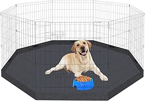 Dog Playpen Regular Octagon Metal Exercise Pet Playpen 8 Panels 24 Inch Bottom Pad Cover for Small Medium Pets Indoor Outdoor(Only Cover,Playpen Not Included)(Black Bottom pad cover)