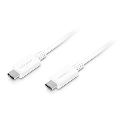 MACALLY USB Type C, Fast Charge, USB-C to USB-C Cable (6ft) (White) for 12" MacBook, Google ChromeBook Pixel, Nexus 5X, Nexus 6P, OnePlus 2, LG G5, HTC 10, and More