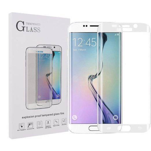 Samsung Galaxy S7 Edge Screen Protector Tempered Glass 3D Full Coverage Extremely Smooth Tempered Glass of Premium Quality White-0.3mm 2.5D-Weforever