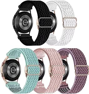 GBPOOT 22mm 5 Pack Nylon Watch Straps Compatible with Samsung Galaxy Watch 3(45mm/44mm)/Watch 46mm/Gear S3 Classic/Frontier/Huawei GT2,Elastic Adjustable Breathable Replacement bands,22MM