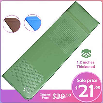 FRUITEAM Sleeping pad Double self Inflating Camping pad Large for 2 Person air Mattress with Pillow