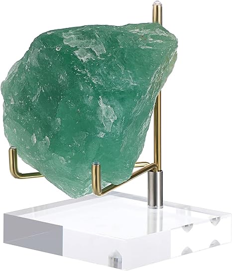 Hipiwe Clear Acrylic Display Stand Holder with Adjustable Metal Arms Display Easel Stands for Gemstones Fossils Minerals Agate Slabs Plates Crystals Saucers Collectibles, 3.1x3.1x4.5 inch