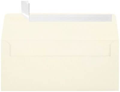LUXPaper #10 Square Flap Envelopes in 80 lb. Natural - 100% Recycled, Business Envelopes for Corporate Letters and Legal Documents w/Peel and Press, 50 Pack, Envelope Size 4 1/8 x 9 1/2 (Off-White)