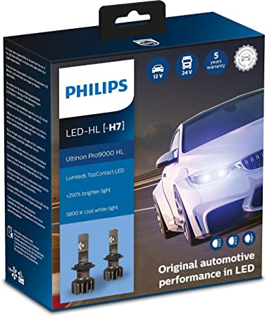 Philips Ultinon Pro9000 LED Car Headlight Bulb (H7), set of 2