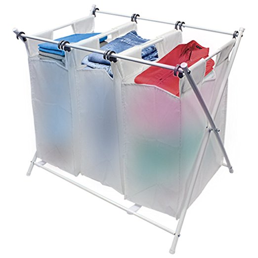 Sorbus Folding Laundry Basket Hamper & Foldable Sorter Cart with 3 Removable Bags