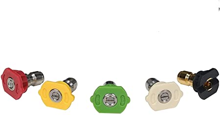Simpson Cleaning 80145 3600 PSI Universal Pressure Washer Nozzles, 1/4-Inch Quick Connect, Hot- or Cold-Water Use, Set of 5