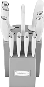 Cuisinart C77SSW-12PG Color Pro Collection 12 Piece Knife Block Set, White with Grey Block