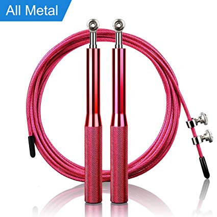 Skipping Ropes, Arteesol Speed Jump Rope with Anti-Slip Premium Aluminum Handle and Tangle-Free Adjustable Rope, Rapid Ball Bearings for Fitness Workouts Fat Burning Exercises, Crossfit and Boxing