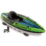 Intex Challenger K1 Kayak 1-Person Inflatable Kayak Set with Aluminum Oars and High Output Air Pump