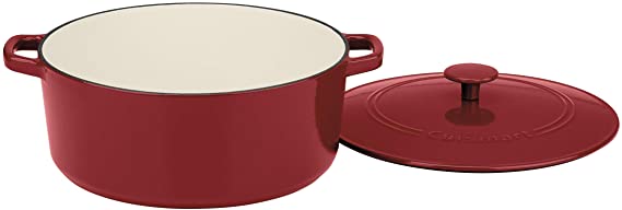 Cuisinart Chef's Classic Enameled Cast Iron Round Covered Casserole Collection 7-Quart Cardinal Red