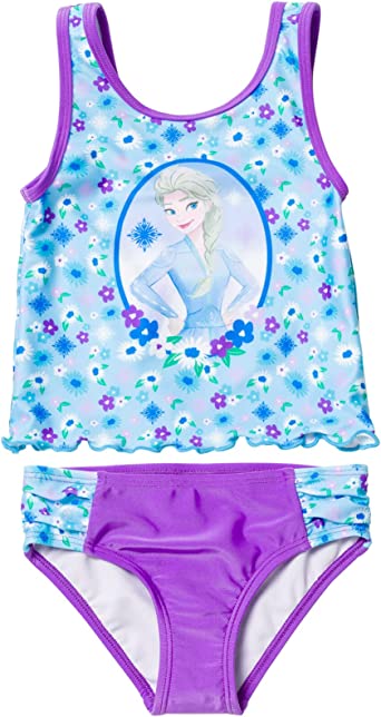 Disney Princess Anna Elsa Girls Tankini Top and Bikini Bottom Swim Set Toddler to Little Kid