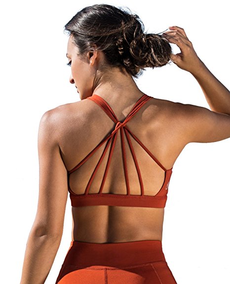 icyzone Padded Strappy Sports Bra Yoga Tops Activewear Workout Clothes For Women