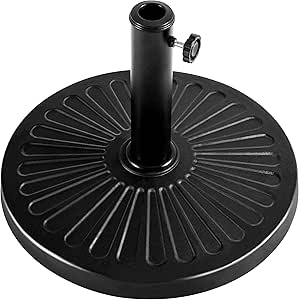 Yaheetech Pied de Parasol Rond Ø44×32 cm Socle de Parasol 10 kg en Résine Aspect Métallique Style Vintage pour Terrasse Piscine Patio Jardin Restaurant Noir