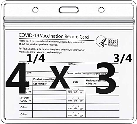 3PACK Vaccination Card Protector 4.25 X 3.75 Inches, Vaccine Card Protector, Vaccine Card Holder, Immunization Card Clear Vinyl Plastic Sleeve for Waterproof Type Resealable Zip, Name Badge 4X3 (3)